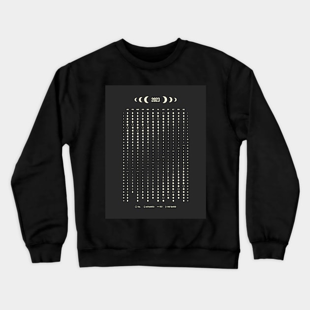 Black and White Moon Phases Calendar 2023 USA Crewneck Sweatshirt by ivetas